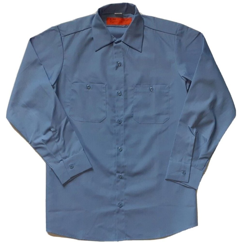 Mens Uniform Work Shirt Sizes M L XL XXL 3XL Blue Rugged Utility Button Tech